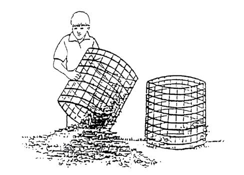 Stand the wire in a circle and set it in place for the compost pile. 3. Cut the heavy wire into lengths for ties. Attach the ends of the chicken wire together with the wire ties, using pliers. 4.