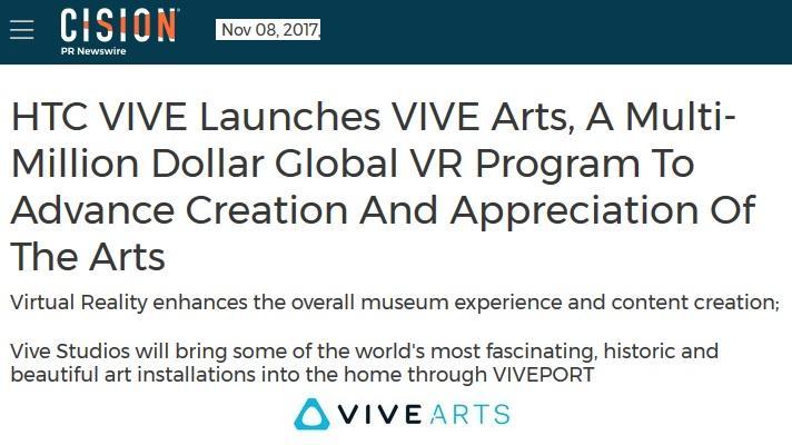 Art HTC Vive Arts (2017) Partnerships with London's Royal Academy of Arts, Taipei's National Palace Museum, Paris'