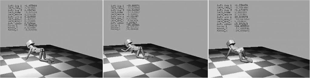 VSP 2001/04/20 Prn:22/05/2007; 13:29 {RA} F:ar2489.tex; VTeX/ p. 7 (418-483) icub 7 Figure 3. View of the icub crawling simulation. Table 3.