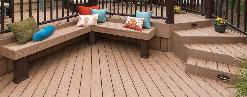Non-capped, traditional wood composite decking options are designed for the