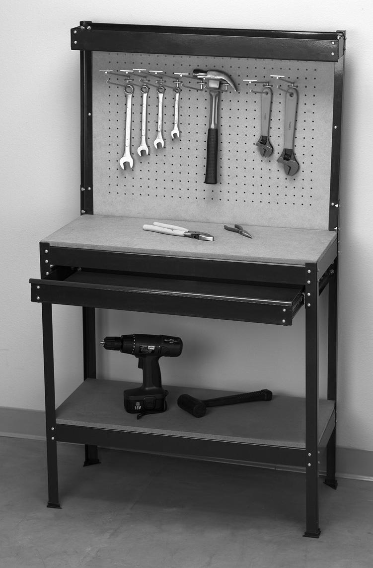 Workbench with peg board & drawer Model 95387 Assembly And Operation Instructions Due to continuing improvements, actual product may differ slightly from the product