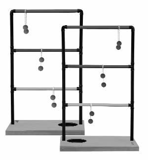 Ladder TOSS 2 to 4 players, singles (2) or partners (4) Preparation: Set platforms 15 feet apart. Playing the Game: The official playing distance is 15 feet between the ladders.