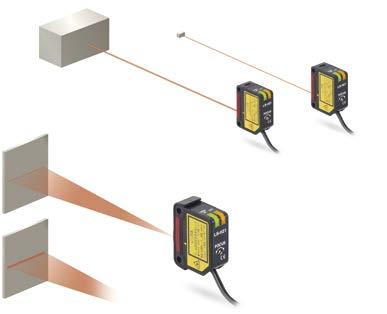 general purpose photoelectric sensors. Hence, existing mounting brackets can be used even when replacing general purpose sensors with laser sensors.