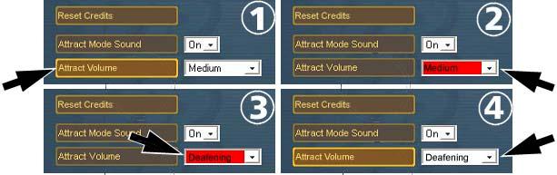 As an example, the figure and steps below describe how to use the headset and buttons to change the Attract Volume.. Press the Operator Button to enter the Game Operator Menu.