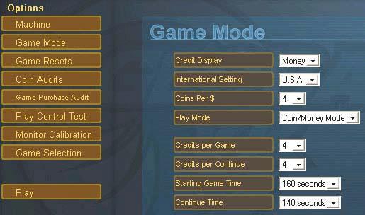 Chapter 4 Game Operator Menu Game Mode Menu The Game Mode menu is used to setup the type of money used at your location, the number of coins that are needed to start a game, and game play timeout.