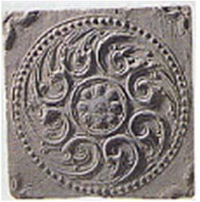 Wajeon with Phoenix pattern of Baekje. Buyeo National Museum, p. 108. 1997. Figure 30 (left).