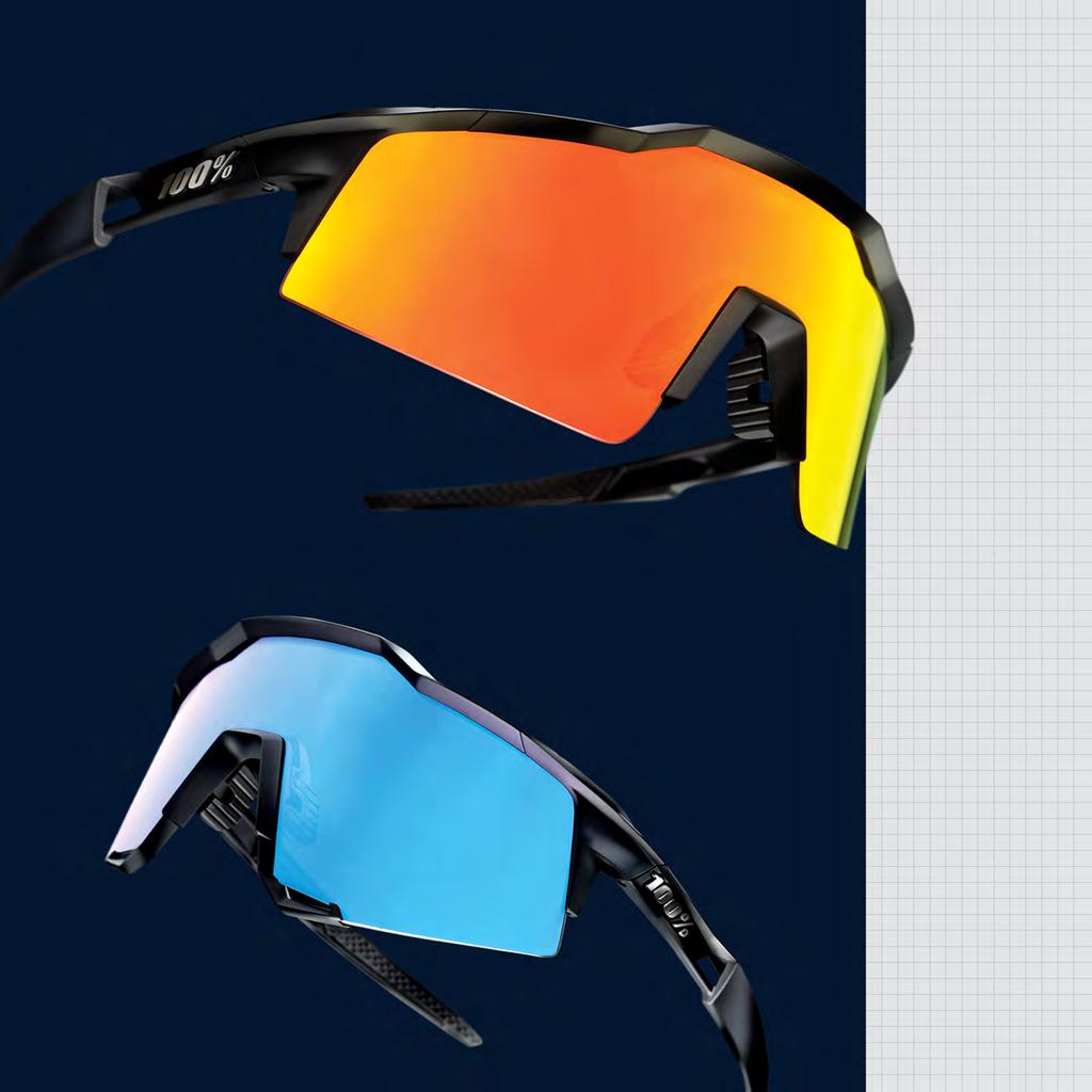 100% Lens Technology 100% Performance Eyewear MODEL SPEEDCRAFT SL> SOFT TACT BLACK HiPERLENS RED MULTILAYER MIRROR TECH Fully wrapped Grilamid TR90 LXS frame creates a secure fit Temple arm scoops