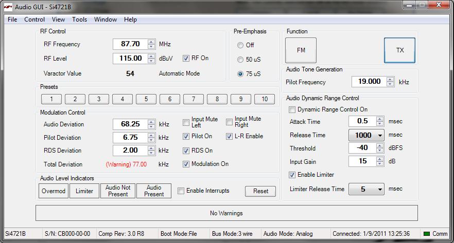 5.10. FM Transmitter Radio Data Service (RDS) The RDS/RBDS feature is available with the Si4711/13/21. This user guide assumes that the user is already familiar with the RDS/RBDS standard.