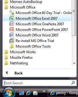 Open Microsoft Excel by clicking on your start menu on the bottom left of your