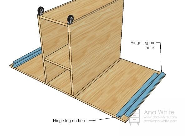 [18] Legs Step 5 Hinge the legs on as shown above. You can use a 1 3 for a stronger leg if you plan on placing heavy weight loads on the tabletop.