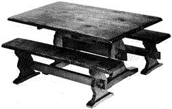 Project 18444EZ: Trestle Table and Benches In the early days of our country, trestle tables were popular because they could easily be disassembled and moved out of the way when not in use no small