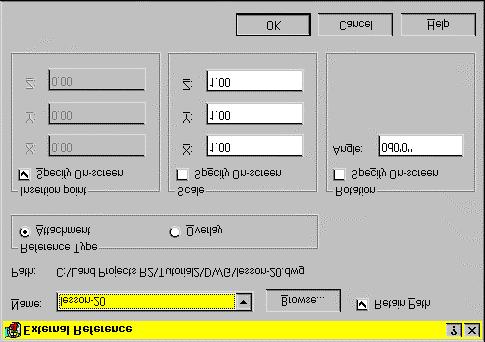 To attach an xref drawing Steps Use to look up 1 From the Insert menu, choose External Reference to display the Select Reference File dialog box.