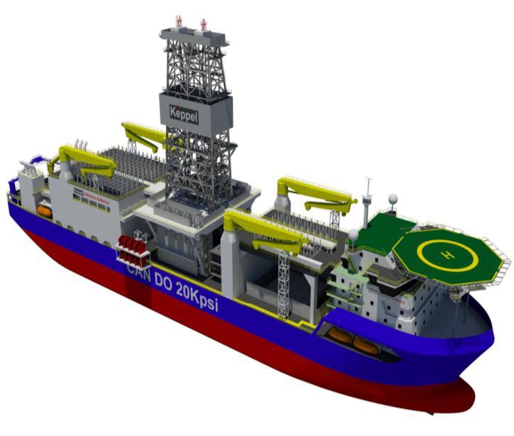 CAN DO Drillship Designed to meet operators latest requirements Features: High functional & useable deck space covered effectively with cranes