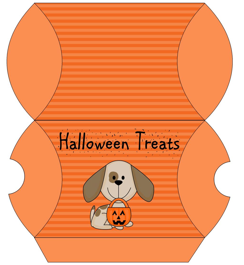 Halloween Treats Pillow Box Assembly instructions: 1. Cut out pillow box along outer black lines. 2.