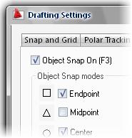Using Object Snap When you turn on multiple running object snaps, the software uses the object snap most appropriate to the object you select.