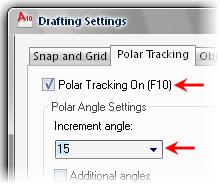 Procedure: Using Polar Tracking and PolarSnap The following steps give an overview of using polar tracking and PolarSnap to create geometry. 1.