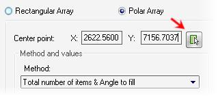 Procedure: Creating a Polar Array of Objects The following steps are an overview of creating polar arrays. 1. 2. On the ribbon, click Home tab > Modify Panel > Array.