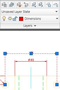 9. 7. To observe object properties in the Layer Control list: With the command line blank, click any dimension. Notice that the Dimensions layer appears in the Layer Control list.