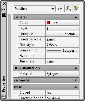 Using the Properties Palette You can use the Properties palette to change the characteristics of an object such as its color, linetype, lineweight, or layer.
