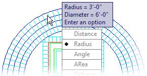 3. Note radius and diameter of arc.