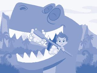 Use the D-pad to move up and down to drive the Dino Dentist Mobile. When you get to Mr.
