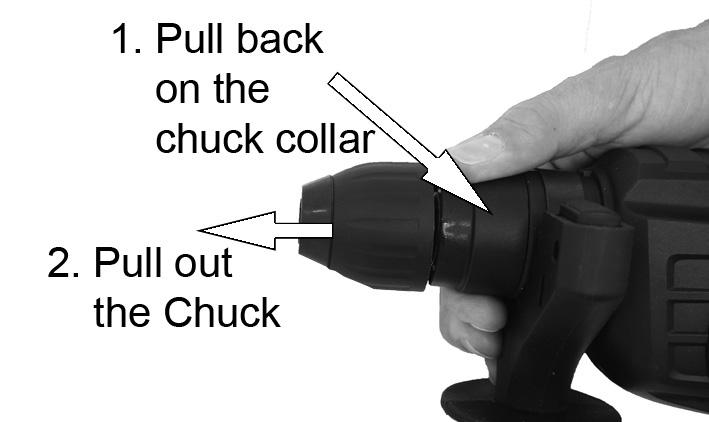 To remove a bit pull back the locking sleeve and pull the bit out of the tool holder.