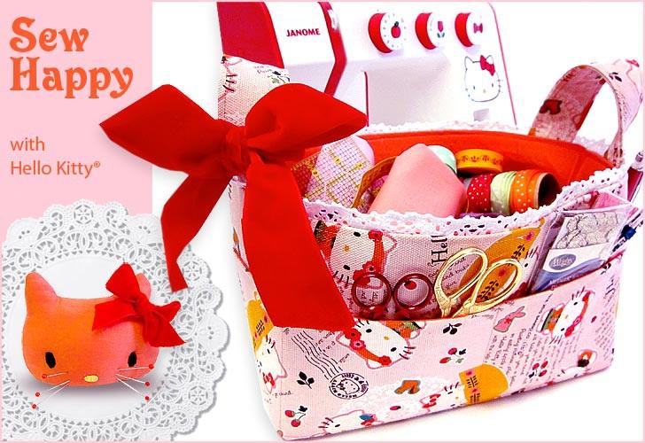Published on Sew4Home Hello Kitty Sewing Basket & Pincushion Editor: Liz Johnson Monday, 20 February 2012 9:00 One of our very favorite Storage Solutions patterns gets a update as the world's cutest