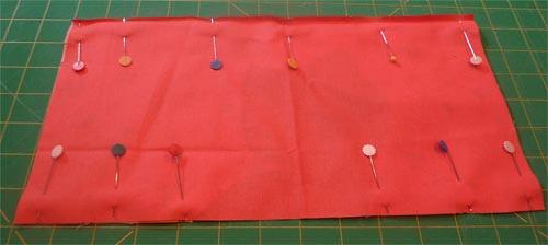 Make and place the pockets 1. Find the two 5" x 17" exterior pocket panels and the two 5" x 17" pocket lining panels. 2.
