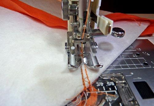 10. Pin your folded and measured 'peak' and stitch along the drawn line.