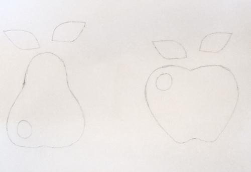 Trace the pear and/or apple appliqué designs on the paper side of the fusible web. 4.