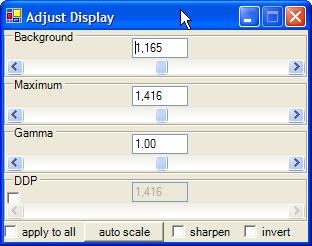 The Adjust Display window One of CCDStacks more powerful features is the ability for you to adjust the display of the image you are looking at on the screen separate from the 32 bit data stored in