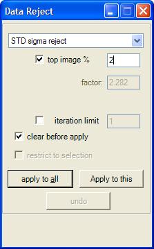 the check box called top image % and specify what percent of pixels we want rejected from each image.