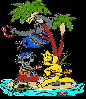 Independent Practice Cleo, Ralph, and Louie are in a band. Cleo and Ralph play guitars, and Louie plays the tambourine. They like to play music while relaxing on their little island!
