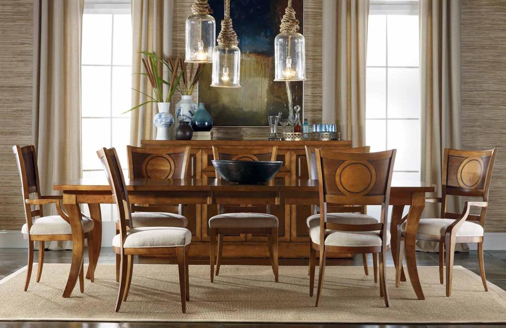 642-75-200 Rectangle Leg Dining Table With two 20 leaves 88W x 44D x 30H 642-75-400 Wood Back Arm Chair 22W x 22 3/4D x 40H 642-75-410 Wood Back Side Chair 20W