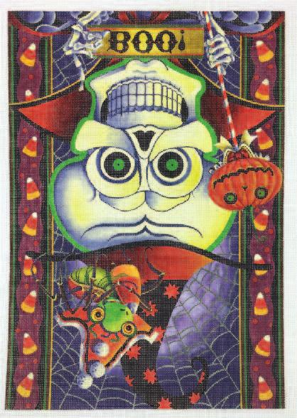 August 2017 Ruth Schmuff, Owner our halloween mystery! boo! OMG! Don t you just love this guy? David Galchutt does the most amazing illustrations and we are lucky to interpret them into needlepoint.