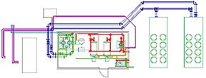 2. Double-click Pipework - Ground Floor. Verify that the model appears as shown. 6. On the Navigation toolbar, click Top. 3.