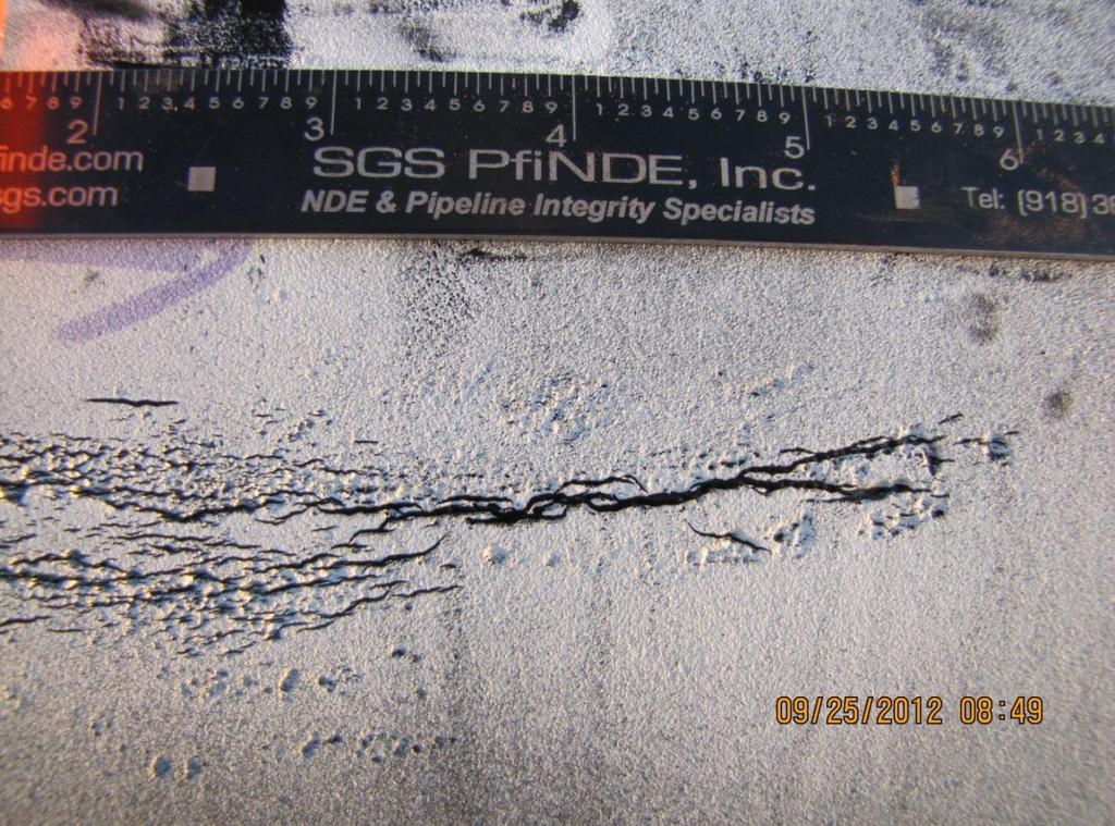 Stress Corrosion Cracking (SCC) Zoomed photo of the crack field