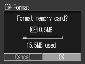 Erasing Formatting a CF Card You should format a CF card when you wish to use a new one, or when you wish to delete not only the images in the CF card but also other data.