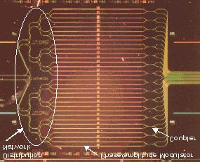 Figure 2: Photograph of integrated beamforming chip, dimensions 8.