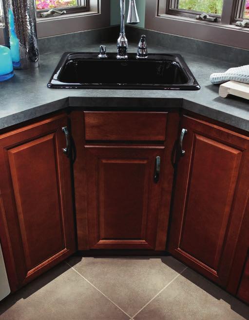 the kitchen to good use with a diagonal sink base.