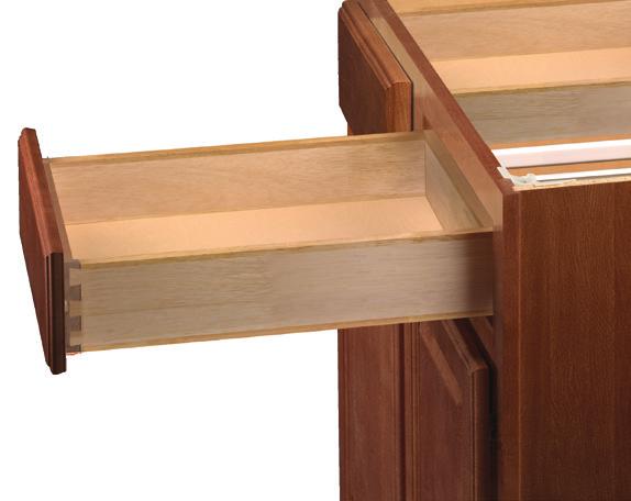 SHELVES Nominal /" (mm) thick multi-ply hardwood plywood, with hardwood veneer banded front edge.