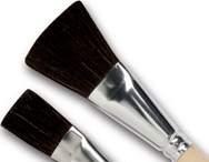 Flat Lacquering Brush Finest quality camel hair or soft nylon, firmly set in seamless aluminum ferrules. Plain sanded hardwood handles. Sharp, squared edge to brush. Overall length approximately 8".