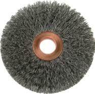 MSFS* = 20,000 R.P.M. Tempered Hi-Carbon Steel Touch Brush Wire Arbor Price Tone Diameter Size Width Hole Each 17001 11 4".008.17 1 4" $3.07 17002 13 8".006.17 1 4" $3.17 17003 11 2".006.20 3 8" $3.