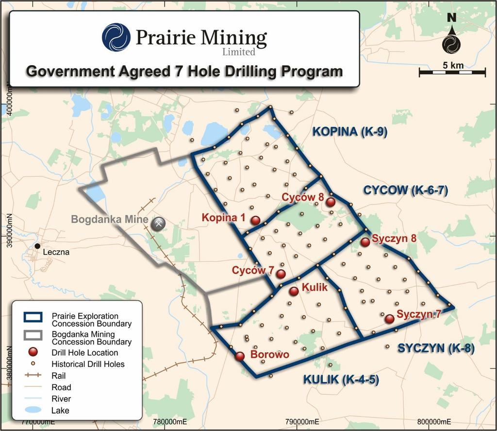 Completion of Drilling Program Prairie expects to complete the final hole of its seven-hole core drilling campaign at the LCP in the coming days as part of the agreed work program with the Polish