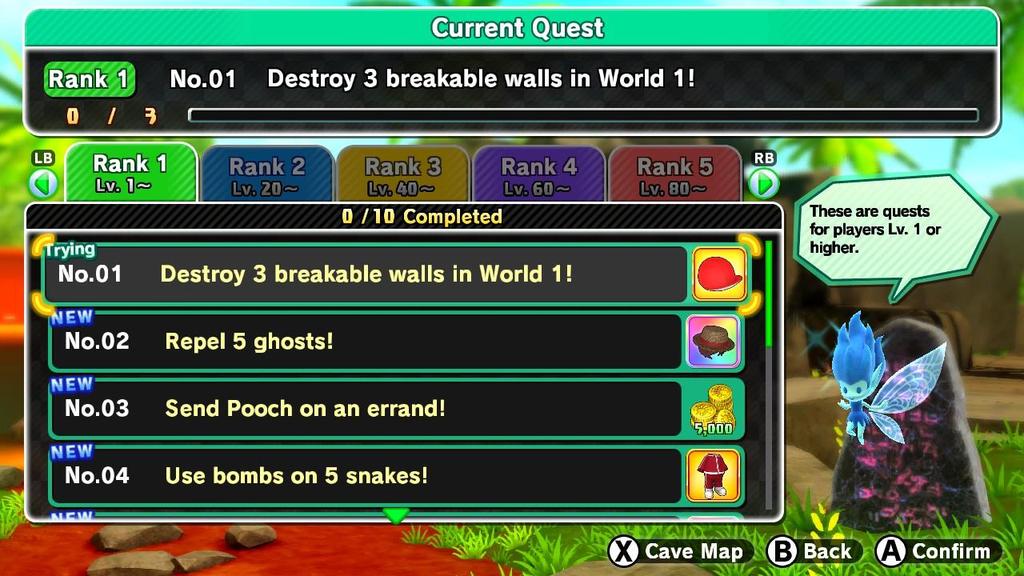 Base Camp (3) Quests As you continue through the story, you'll be able to try quests.