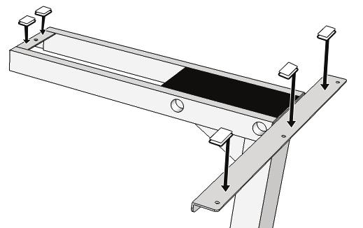 Now, place the Legs (part ) into the Crossbar ends from the bottom (fig. ). Using the supplied Allen wrench, insert four () M6x Machine screws (part ) into the Crossbar ends, and rotate each screw only a few turns.