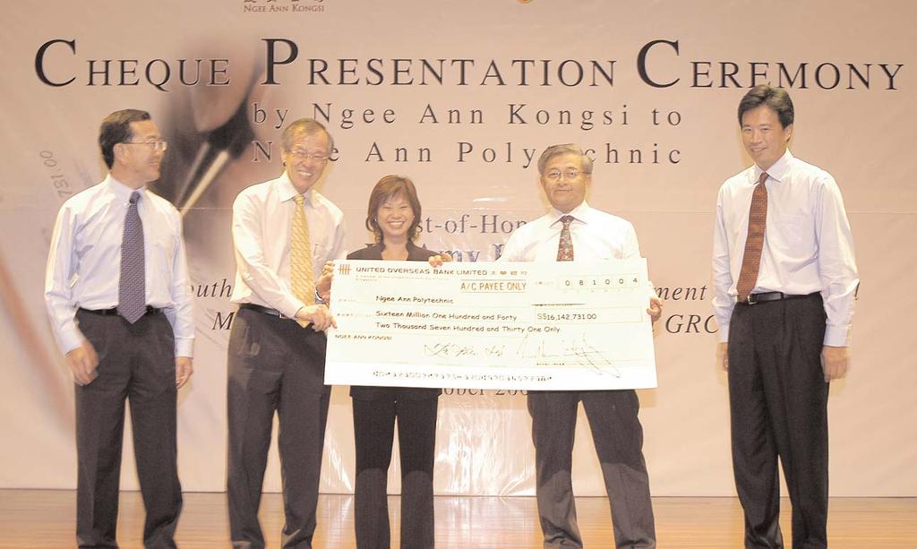 3 highlights First Specialist Diploma in Franchise Management The donation of $16.1 million from Ngee Ann Kongsi will be used towards more student development programmes in the Polytechnic Record $16.