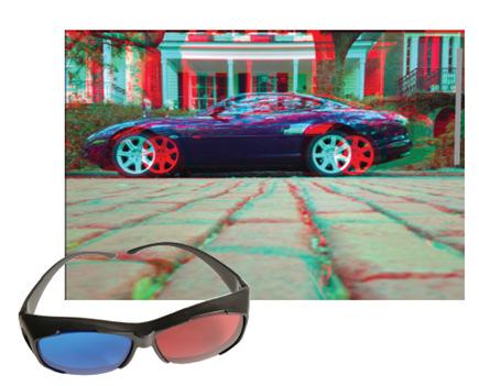 Stereoscopy An anaglyph is a graphic composed of two images, one that is tinted red and the other that is tinted blue.