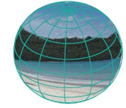 Cylindrical projections produce a 360-degree image similar to the view from a