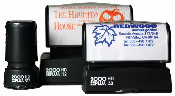 HD PRE-INKED STAMPS HD 60 (1-1/2 x 3) HD 50 (1-3/16 x 2-3/4) HD 40 (7/8 x 2-5/16) HD 30 (11/16 x 2) The 2000PLUS HD has a